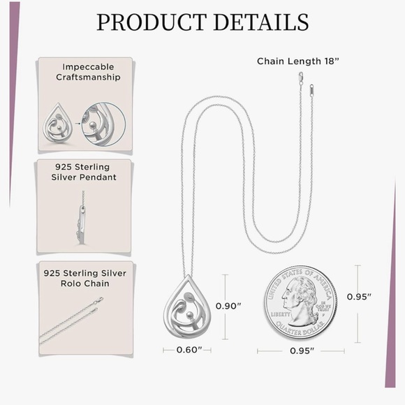 Jewelili Parent and Child Family Necklace Pendant with 18" Cable Chain - Picture 7 of 7